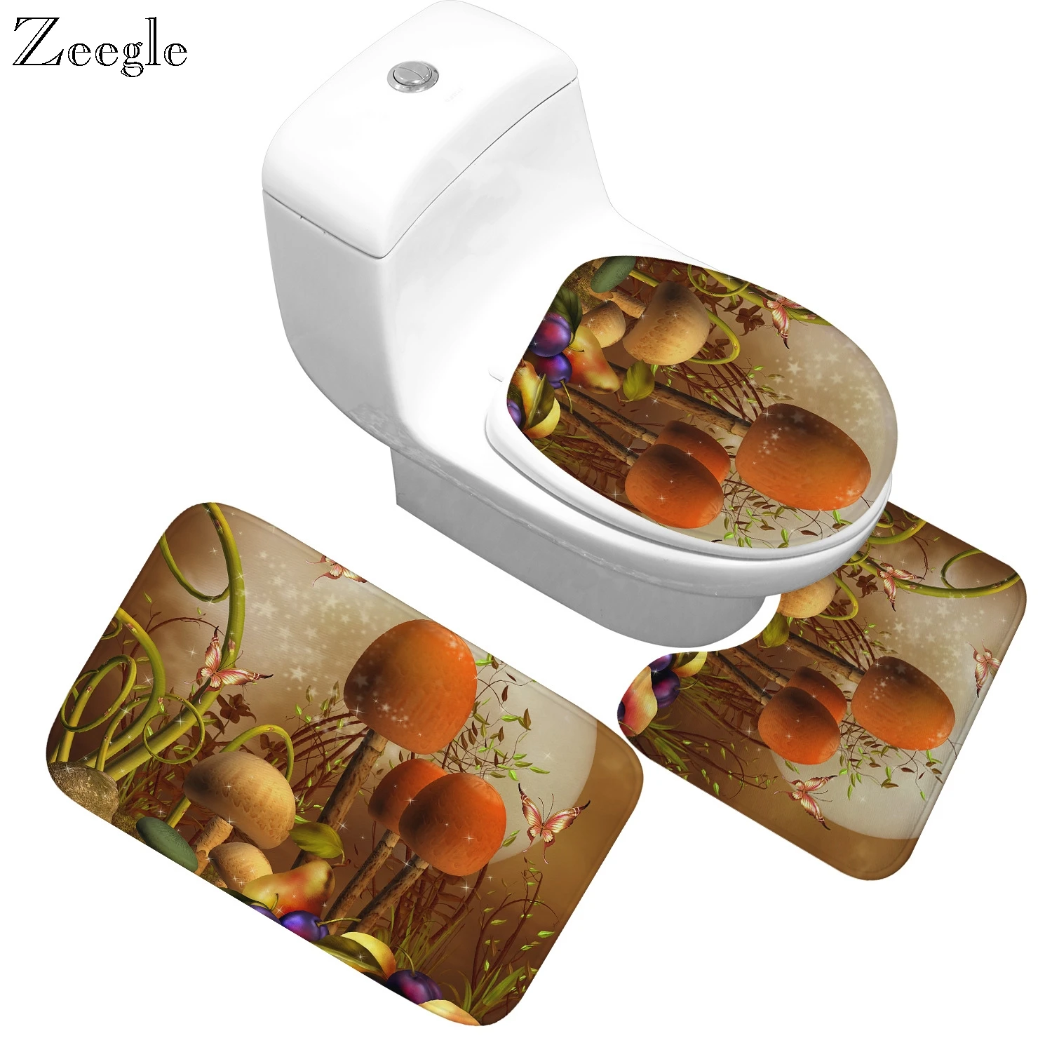 Zeegle коврик для ванной комнаты Набор Нескользящие Душ туалета машинной стирки U