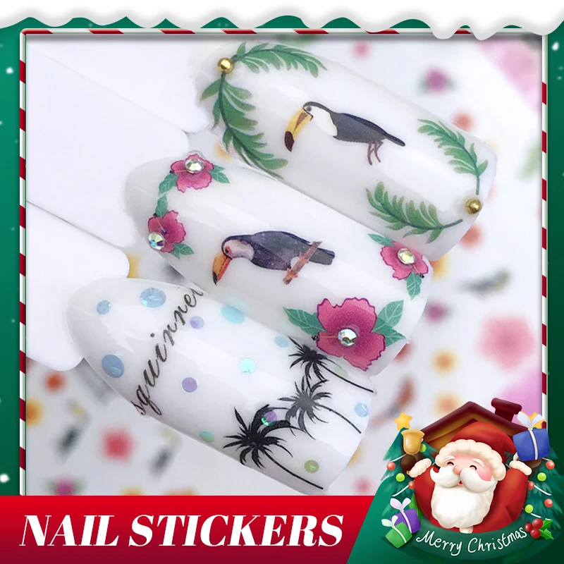 New Christmas Cute Nail Sticker 3D very Thin Back Glue Color Feather Dream Catcher Beautiful Girl Warrior Nail Sticker Jewelry