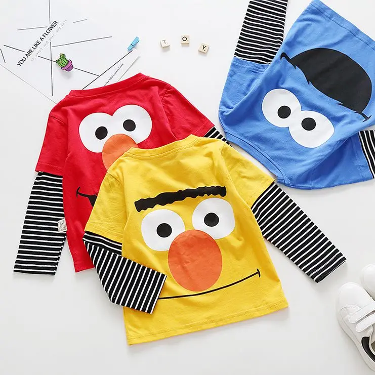 Детские футболки для мальчиков на осень и весну новые модные Лоскутные Топы с