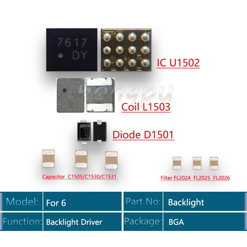 Драйвер подсветки IC для iphone 6 комплект фоновой U1502 катушка L1503 Диод D1501 конденсатор