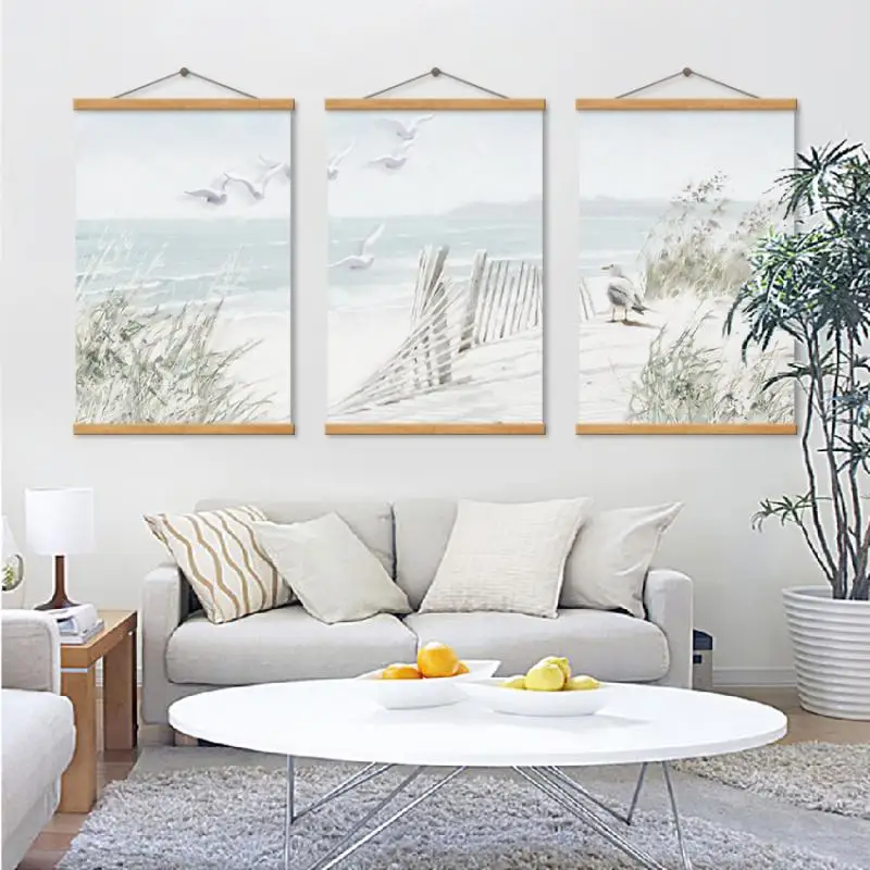 

Nordic Seaside Beach Canvas Paintings Landscape Pictures Seagull Wall Art For Living Room Decoration Islands Posters And Prints