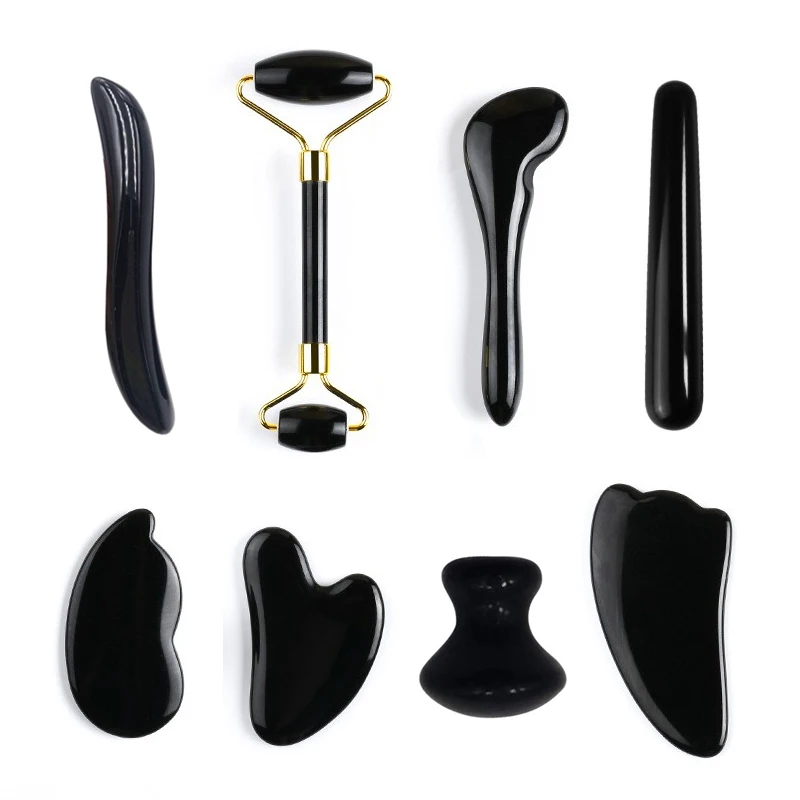 Традиционный натуральный обсидиановый массажный семейный ролик Набор для