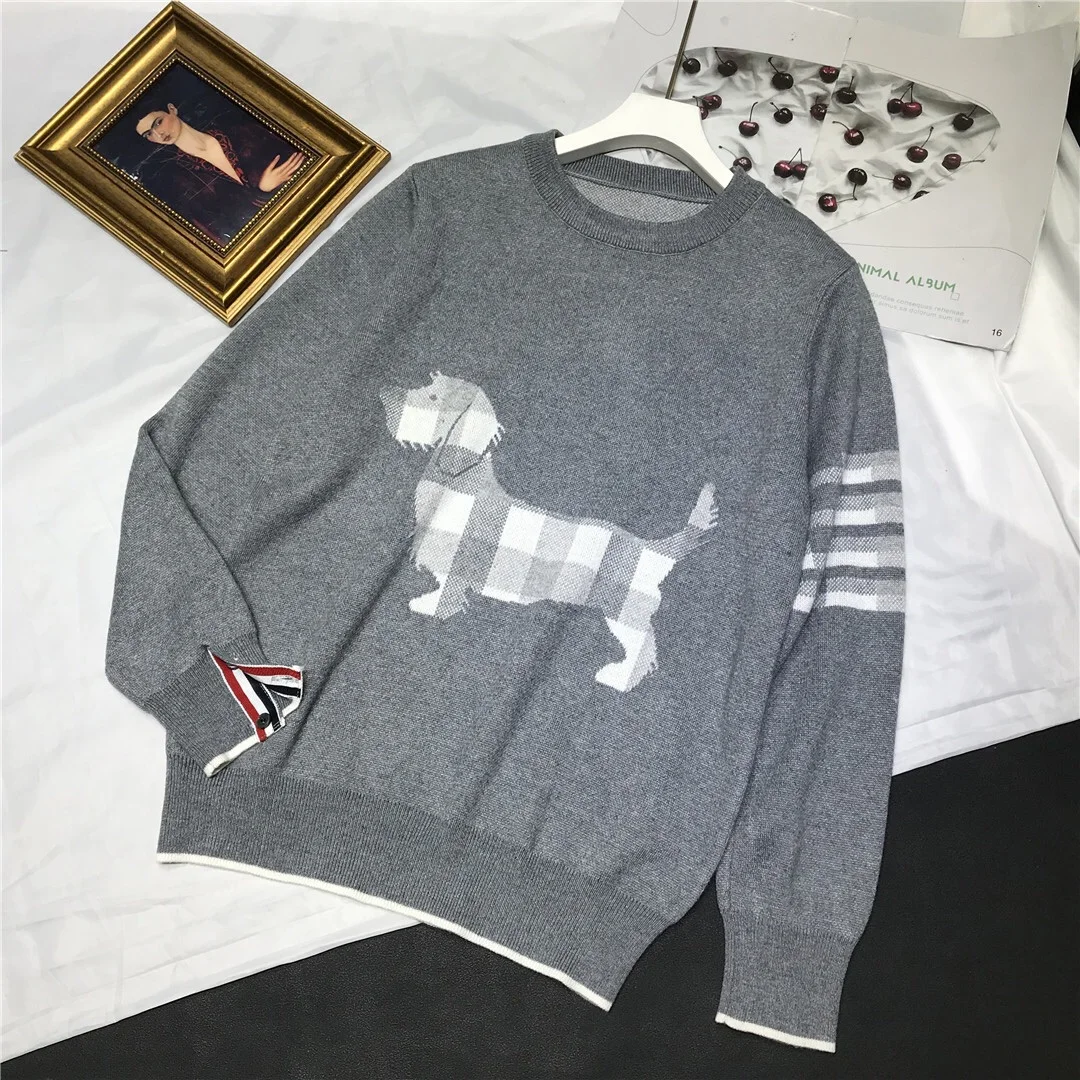 

Винтажный свитер с собакой и щенком, верх с рисунком, Женский пуловер, новинка 2021, Женский вязаный свитер с мультяшным рисунком