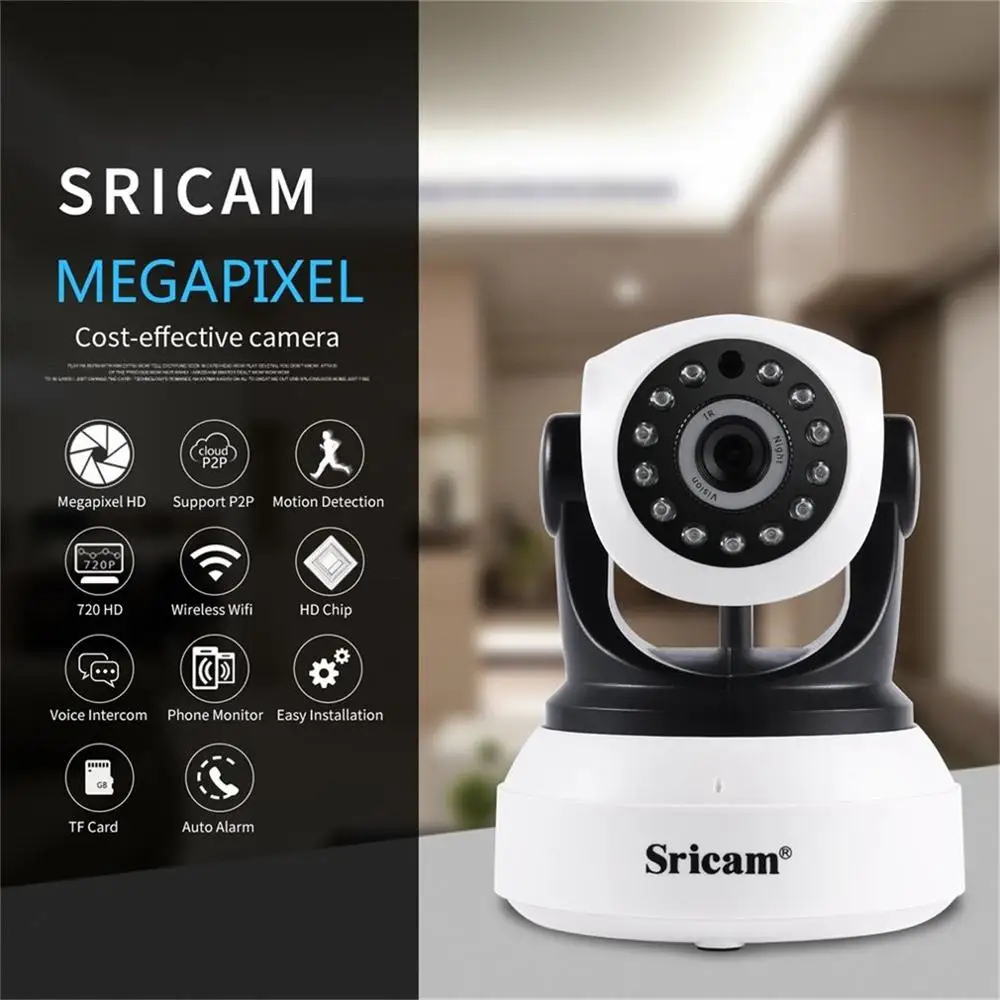 Sricam 1280*720 Indoor Security Camera Wireless Wifi House Webcam Motion Detectioin Alarm Real Time Monitoring | Безопасность и