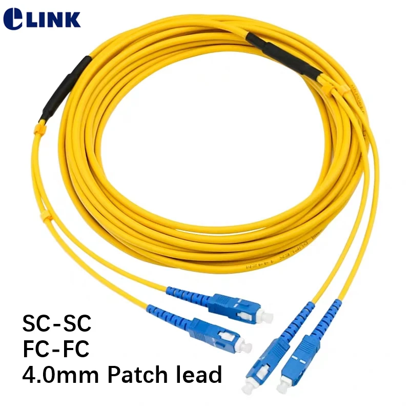 5pcs 15mtr 4.0mm Fiber optic Patch cord Armored duplex SC-SC FC-FC 2 core Bold cable ftth jumper SM DX 4.0mm painting machine