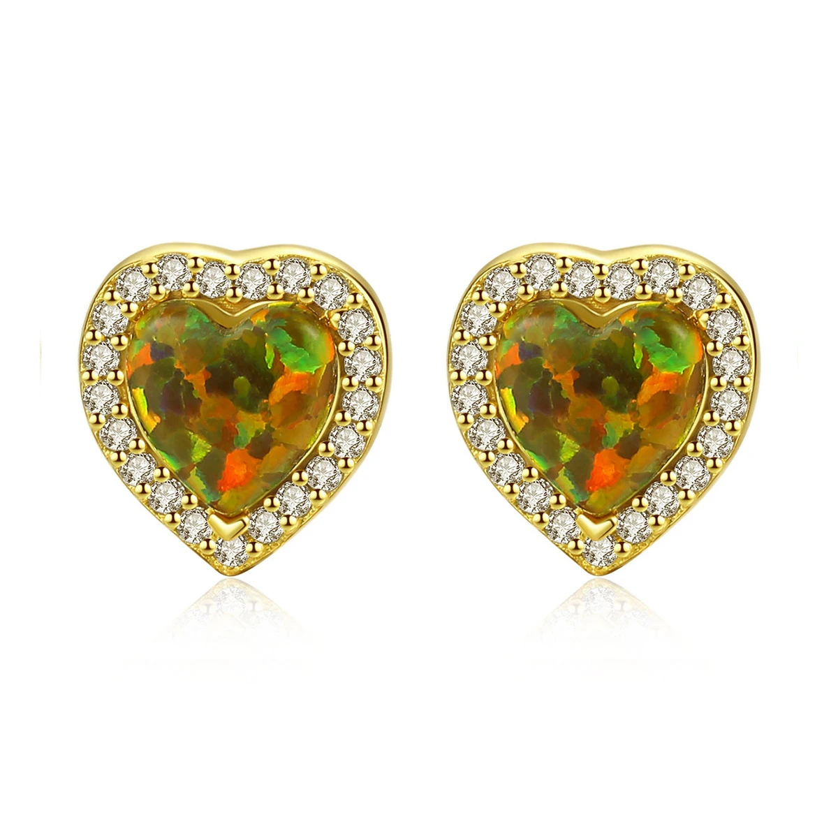 

MetJakt S925 Sterling Silver Cute Heart-shaped Opal Fashion Personality Ladies Earrings