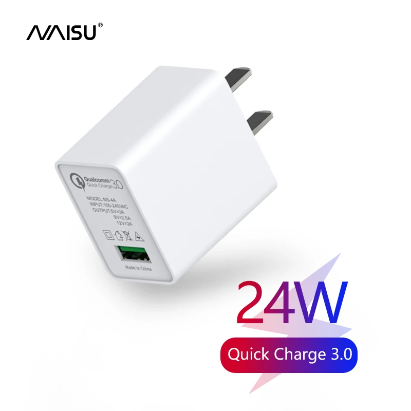 NAISU 24W быстрое зарядное устройство Зарядка EU/US/UK QC 3 0 USB мобильный телефон