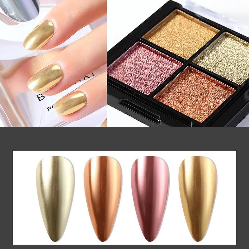 

4 Color/Box Nail Powder Super Flash Titanium Powder With Nail Glitter Chrome Dust Sparkling Flakes Pigment Manicur Nail Art