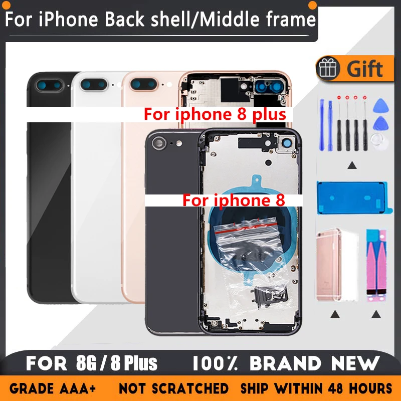 

Крышка батарейного отсека для iphone 8, корпус 8 Plus, задняя крышка, корпус для iphone 8, корпус высокого качества, средняя рамка