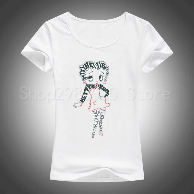2 Новая женская футболка Betty Boop, футболка с рисунком Белоснежки/милых животных, Повседневная футболка для женщин/девочек, топы, одежда - Цвет: 2