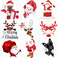 christmas and santa heat thermo stickers iron on transfers for clothing thermoadhesive fusible patch t shirts diy free shipping