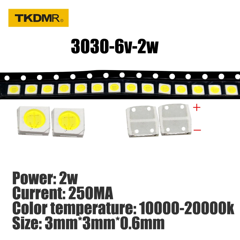 

TKDMR 100/50 шт. JF светодиодный ная подсветка высокая мощность 2 Вт 3030 6 в ток 10000 мА цветовая температура 20000-k для ЖК-телевизора