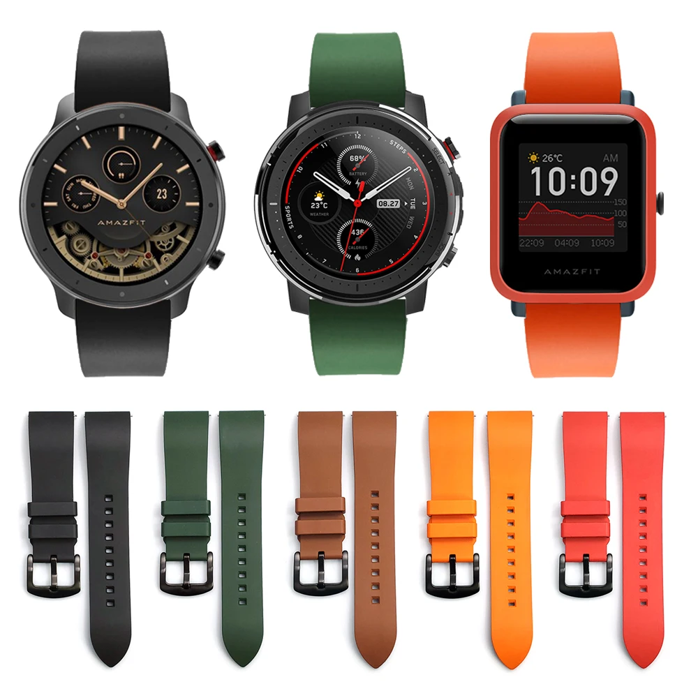 Ремешок резиновый для Xiaomi Huami Amazfit Watch силиконовый браслет Stratos 3 GTR GTS Bip 22 20