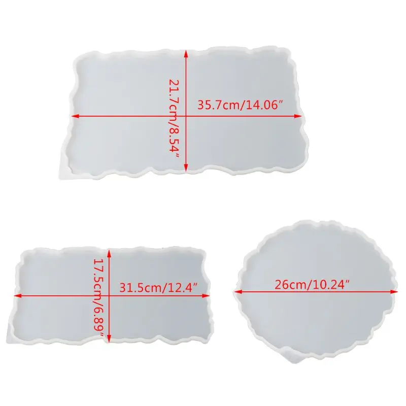 

3Pcs Big Rectangle Round Plate Resin Mold Oversized Fruit Disc Tray Resin Mold