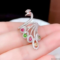 kjjeaxcmy fine jewelry 925 sterling silver inlaid gem natural tourmaline popular new girl womans ring support test hot selling