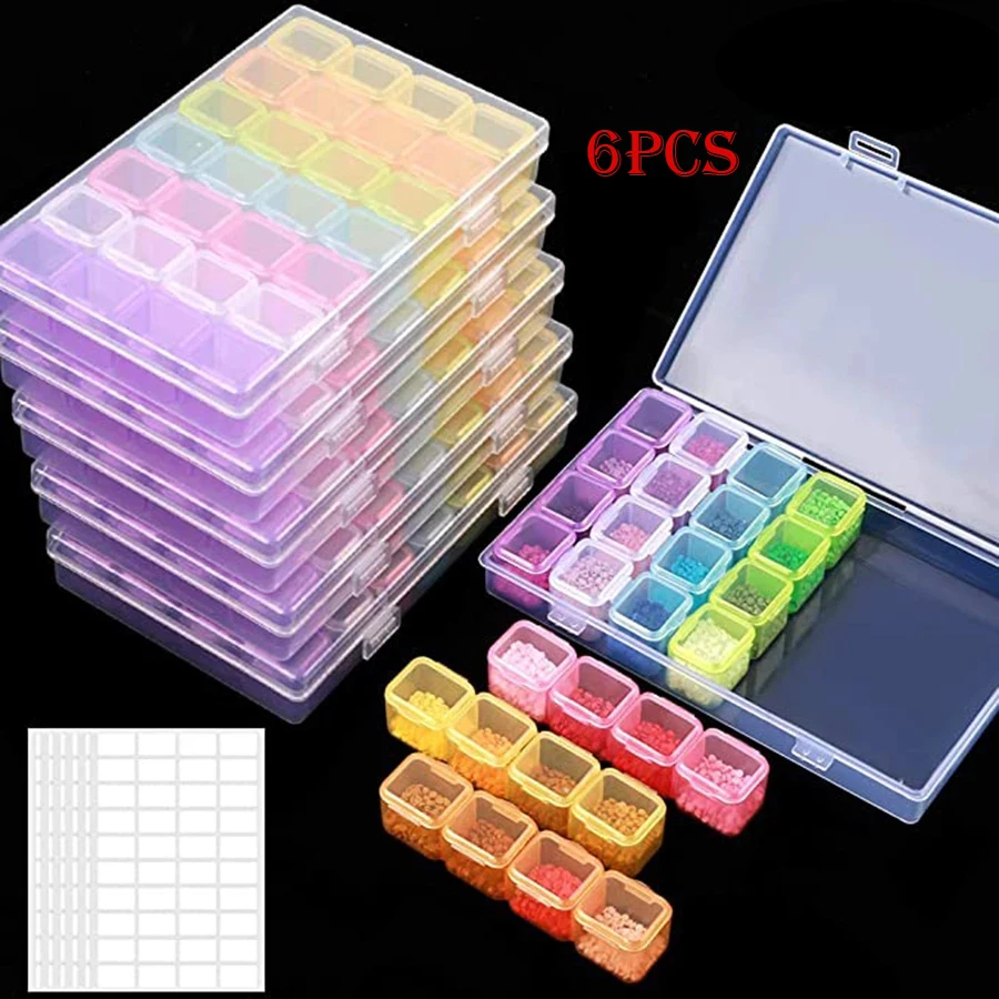 168/28 pcs 5D DIY Diamond Painting Drill Box For Jewelry Box Rhinestone Embroidery Crystal Bead Organizer Storage Case Container