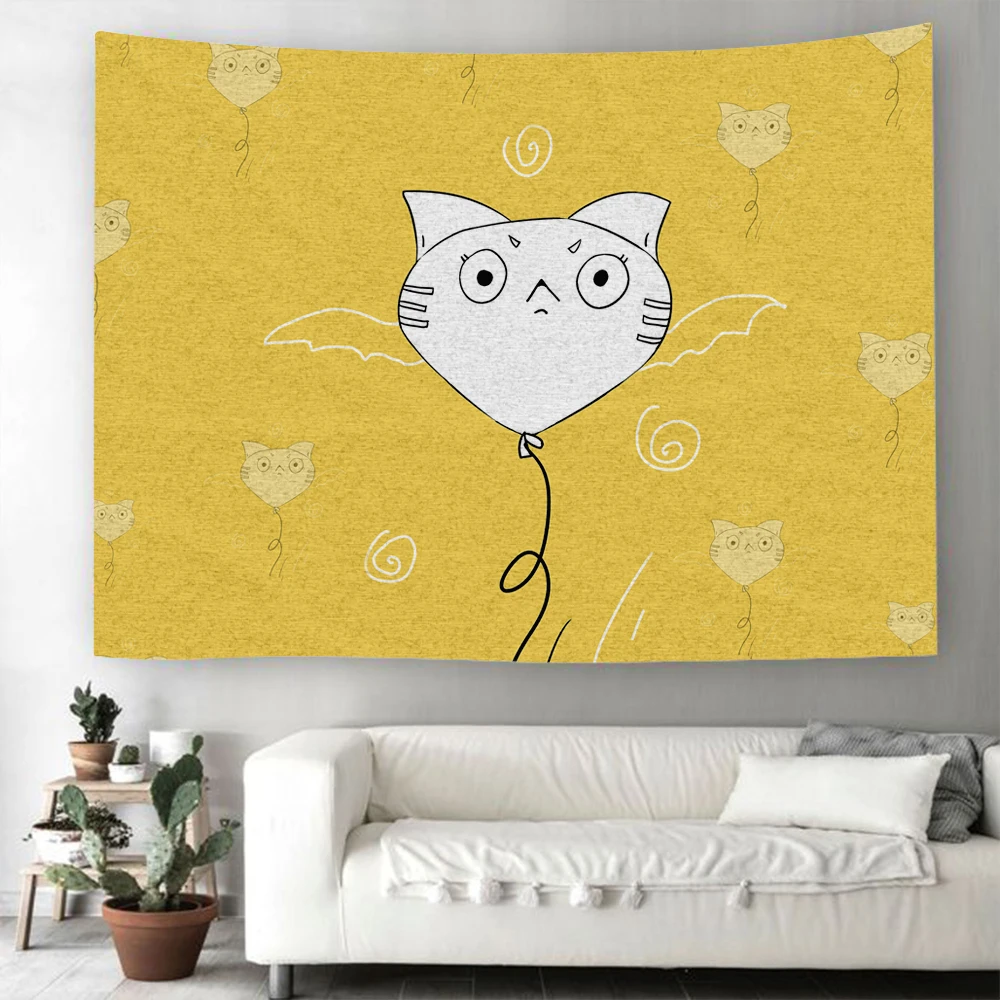 Гобелен с воздушным шаром котом модный настенный гобелен из полиэстера