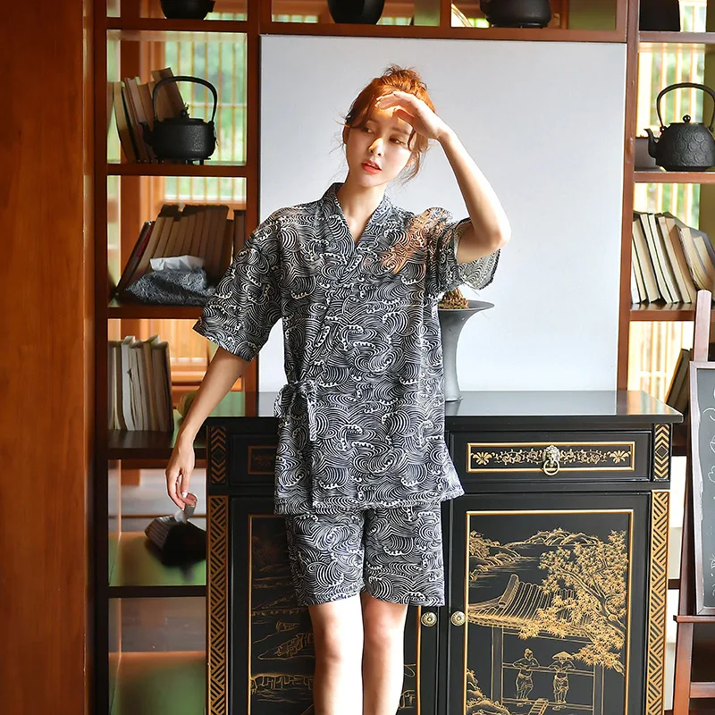 Традиционное японское кимоно для пар юката платье-хаоры пижама домашний