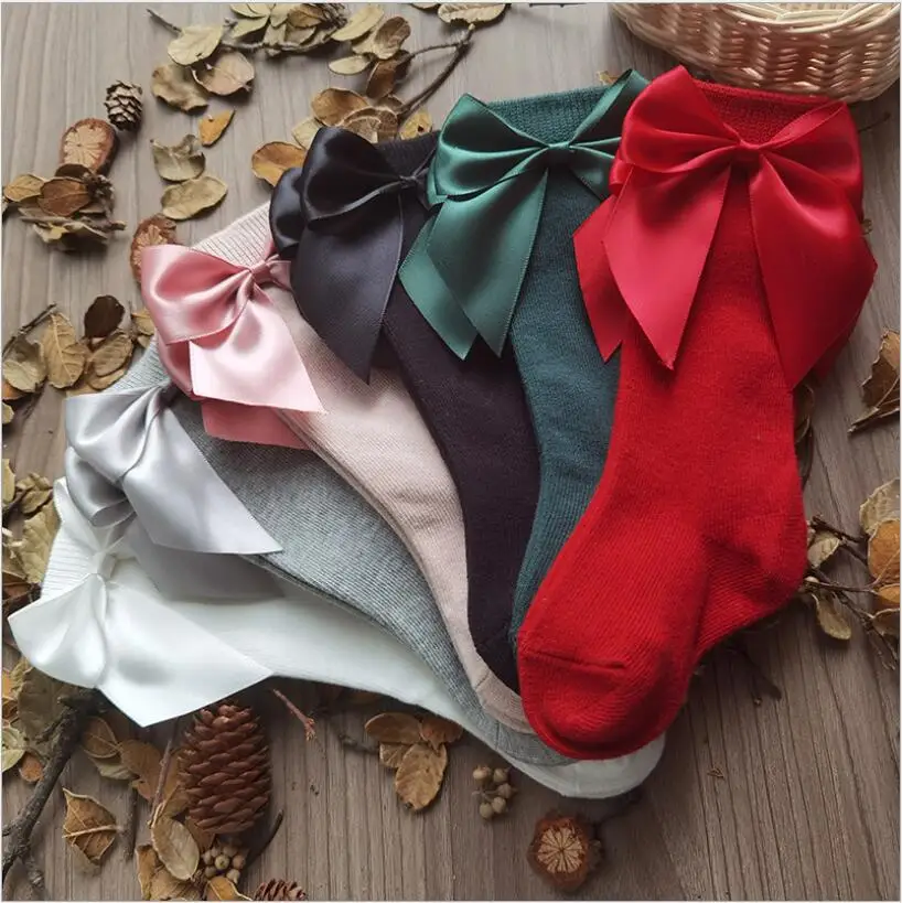 Calcetines de princesa para ni&ntilde;a, medias hasta la rodilla con dise&ntilde;o de lazo de cinta ancha, ropa para ni&ntilde;a peque&ntilde;a, medias de tubo para ni&ntilde;o-1