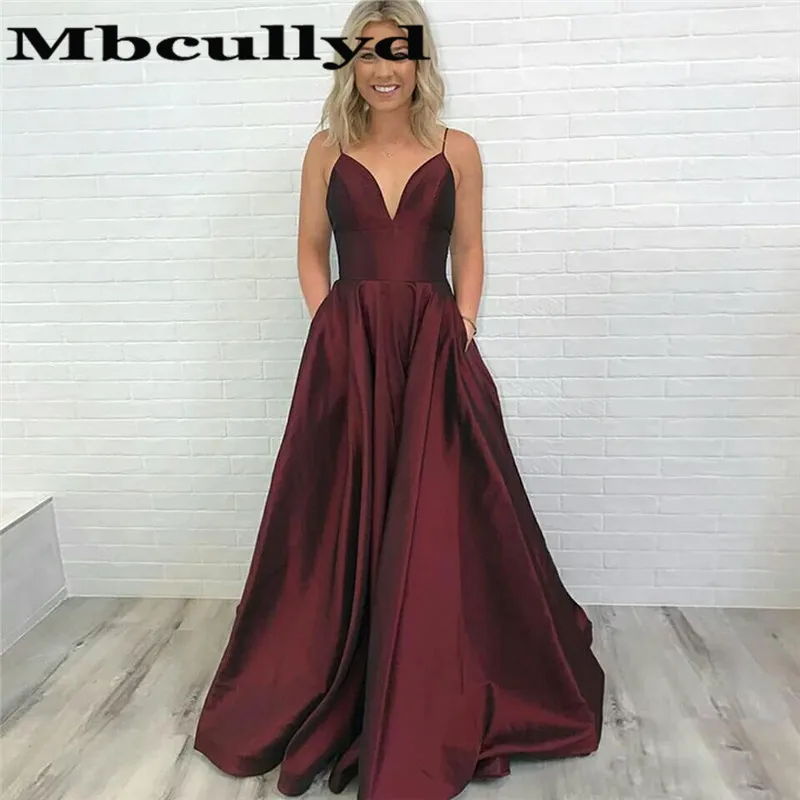 Mbcullyd A-line Burgundy Prom Dresses Long 2020 Sexy Backless Evening Party Dress For Women Cheap Plus Size Vestido De Festa