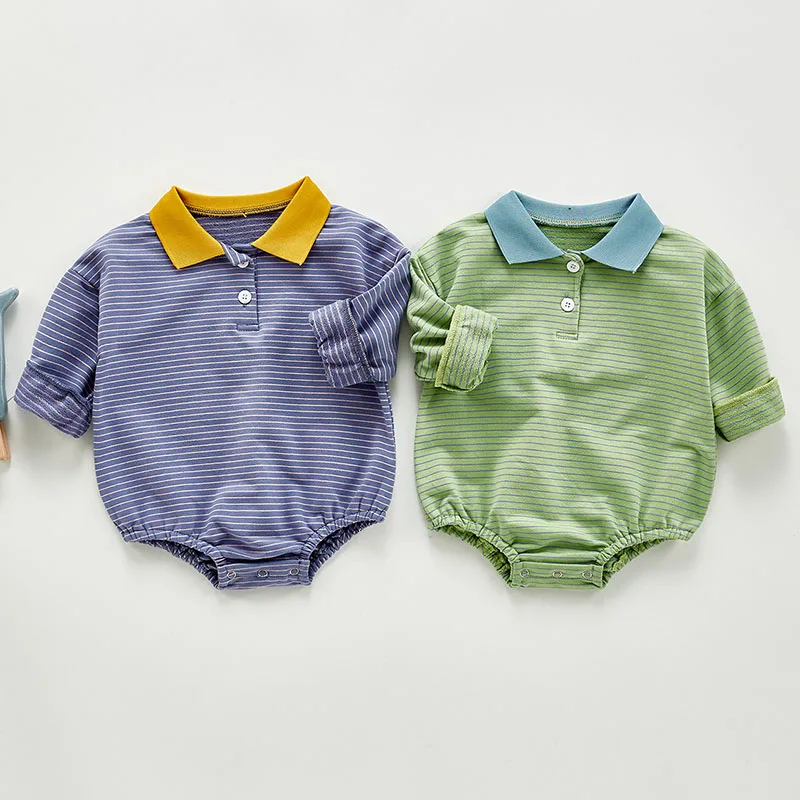 

Casual Newborn Boys Stripe Jumpsuits Clothes New Spring Autumn Baby Boys Rompers Long Sleeve Children Rompers 0-3Yrs