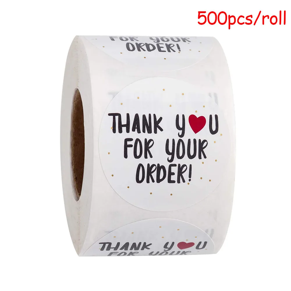 500Labels/Roll Round white Thank You For Your Order Seal Labels Sticker ...