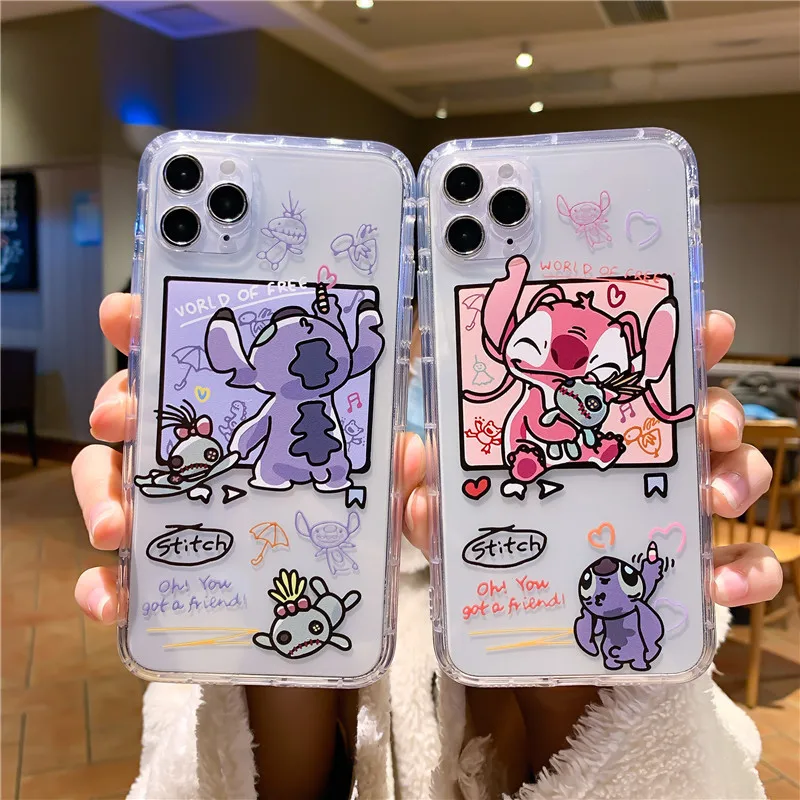 Чехол для телефона Disney Stitch Apple IPhone 7 8 SE2 7Plus 8Plus XS Max 11 Pro 12 задняя крышка из ТПУ милый