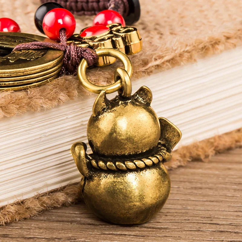 Брелок Lucky Cat из латуни с подвеской милый брелоки животными ручной работы висячий