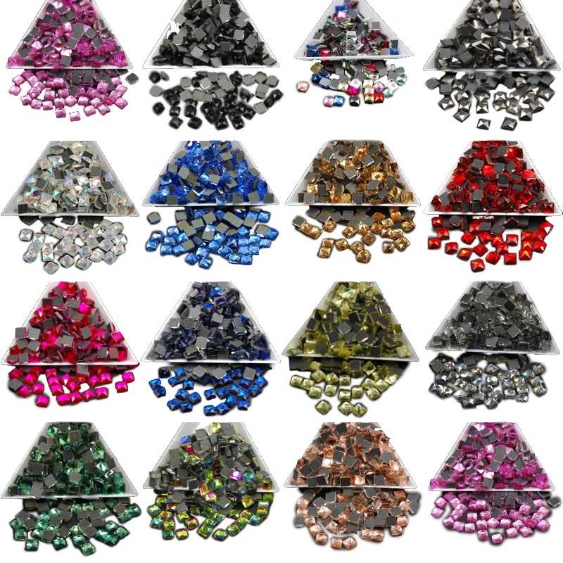 Квадратные Стразы DMC с горячей фиксацией 6 мм цветные стразы плоской задней