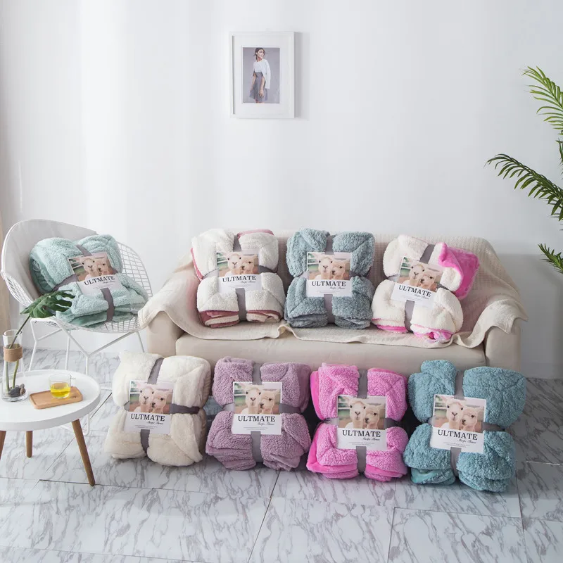 AB сбоку зимняя кашемировая Одеяло однотонные Цвет Теплые мягкие флисовые одеяла