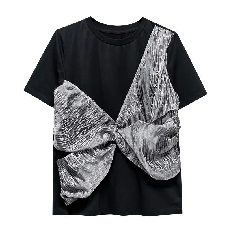 

XITAO Irregular T Shirt Fashion New Women Printed Net Yarn Niche Design 2021 Summer Elegant Casual Style Minority Tee LDD1842
