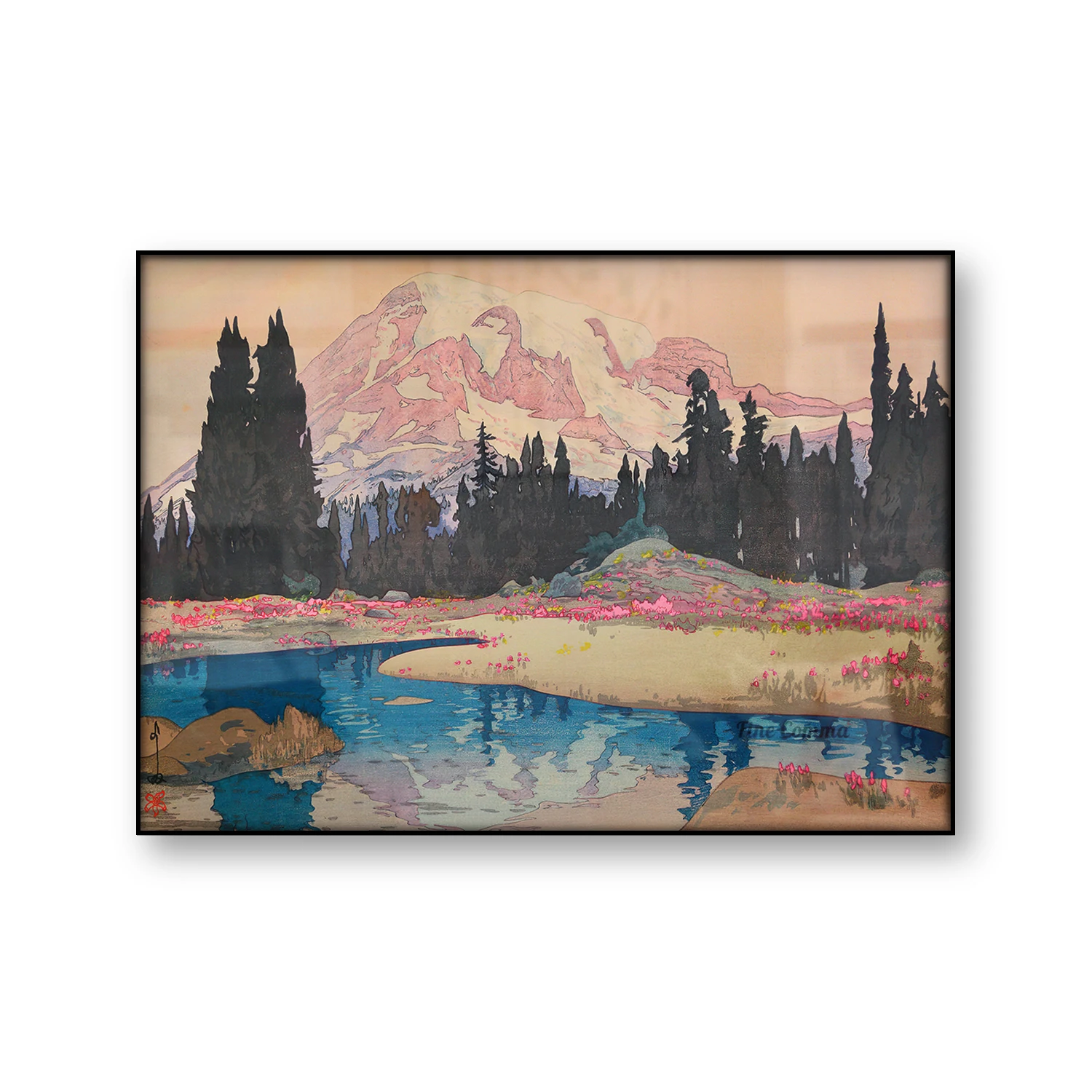 Винтажный постер с изображением горы Ренье Хироши йошиды горного пейзажа