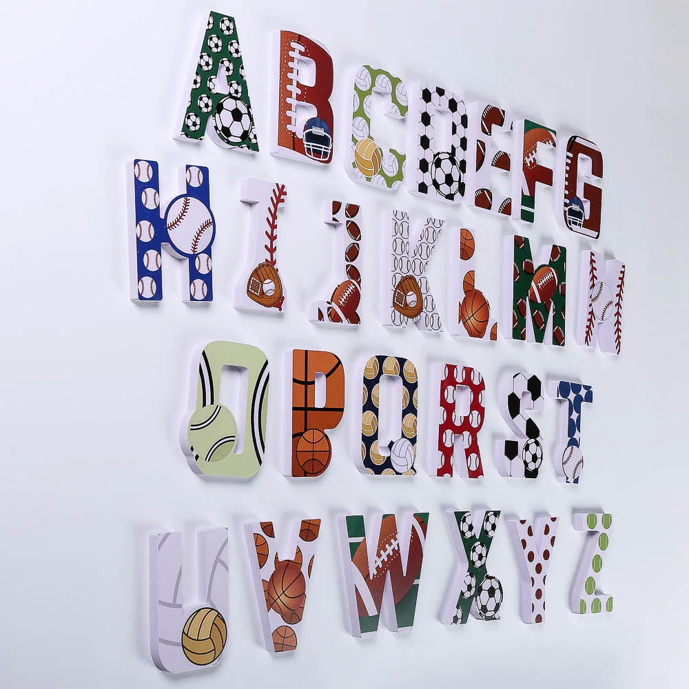 FUNLIFE DIY мультфильм 3D Детский спортивный мяч Наклейка на стену 26 букв капитала