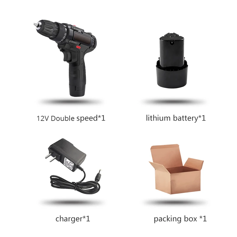 12V double PRACMANU 12 В электрическая ручная дрель аккумуляторная батарея молоток дрель электрическая отвертка домашний Diy электроинструменты - Цвет: 12V double