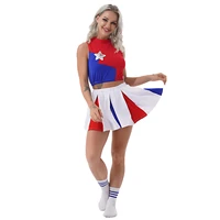 women sexy chic street dance outfit sleeveless sequin star tank crop top with a line mini pleated skirt cheerleading uniform set
