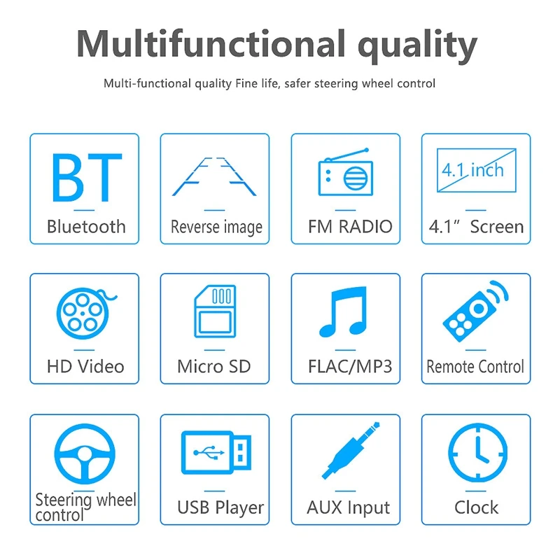

Car Stereo MP5 Player Bluetooth USB TF Card AUX Radio 1 DIN Dash Receiver Supporting Reversing Ie and Video Output Z1