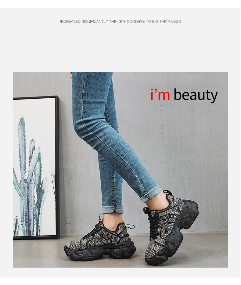 Обувь со стразами; женские кроссовки на платформе; повседневная обувь; zapatos de mujer; женские кроссовки с кристаллами на толстой подошве; шикарные кроссовки для папы