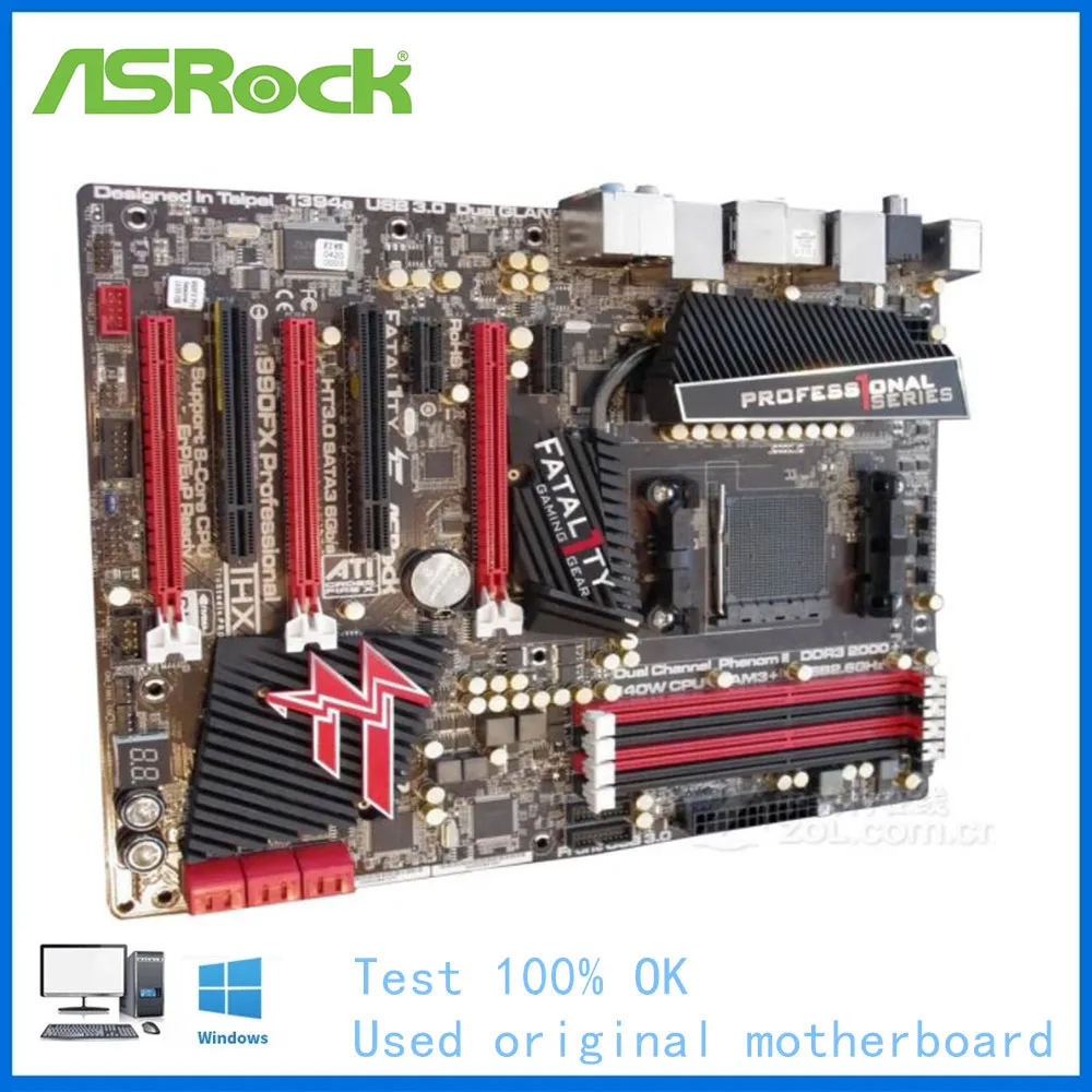Для ASRock Fatal1ty 990FX Профессиональный Компьютер USB3.0 SATA III материнская плата AM3 + AMD 990 990X