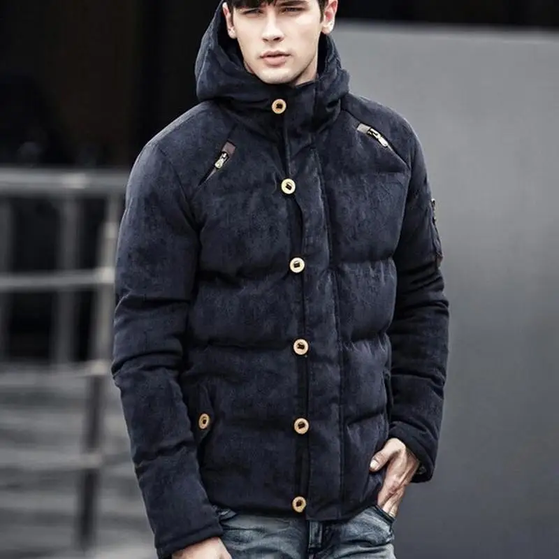 Men's Parka Parka Corduroy Thick Convertible Men's Jacket Solid Warm Winter Men's Parka Brand Cotton Corduroy Quilted Coat