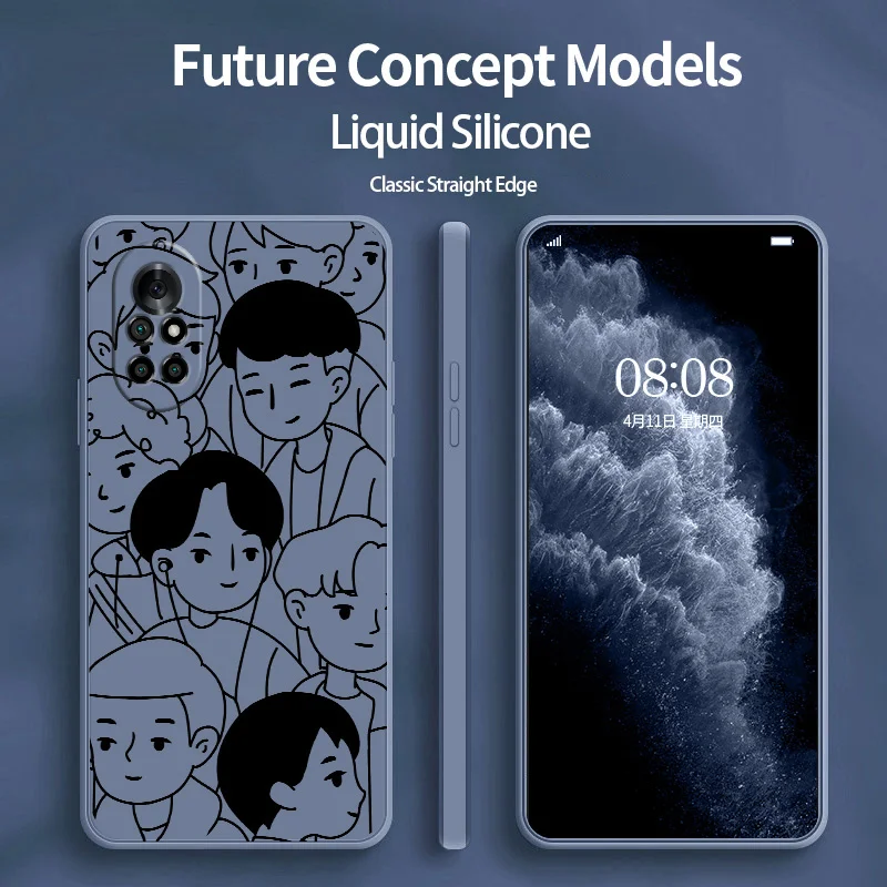 

Illustration Boy Phone Case For Huawei Nova8 8Pro 8SE Nova 7 7Pro 7SE 6 6se 5 5Pro 5Z 5I 5Ipro 5T 4 4E Liquid Silicone Cover