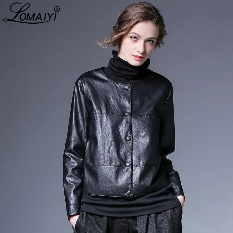 LOMAIYI женская кожаная куртка на весну/осень женское черное/красное пальто