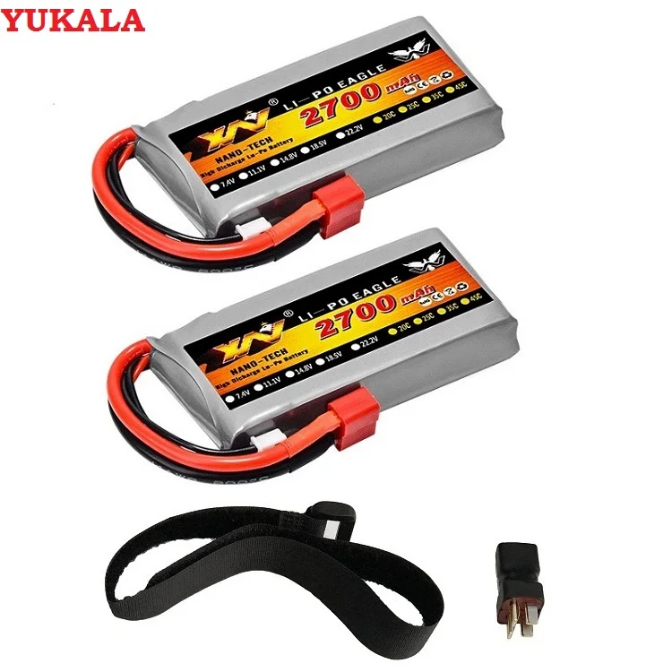 Литий полимерный аккумулятор YUKALA 7 4 В 2700 мАч 2s 40C Max 60C для Wltoys 12428 12423