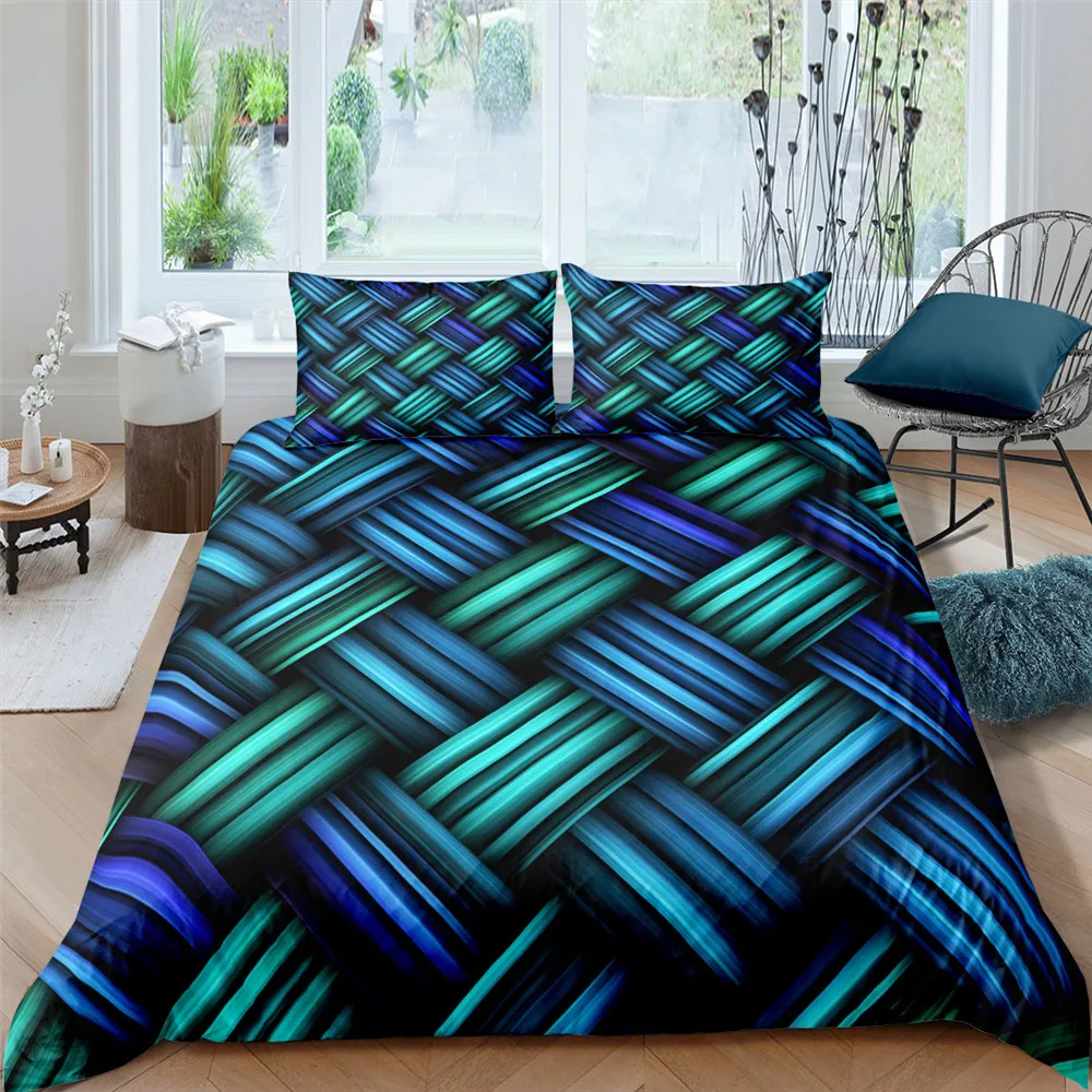 

3D Colorful Bedding Sets Woven Pattern Printed Duvet Cover And Pillowcases Bedding Set 2/3Pcs Twin Full Queen King Size