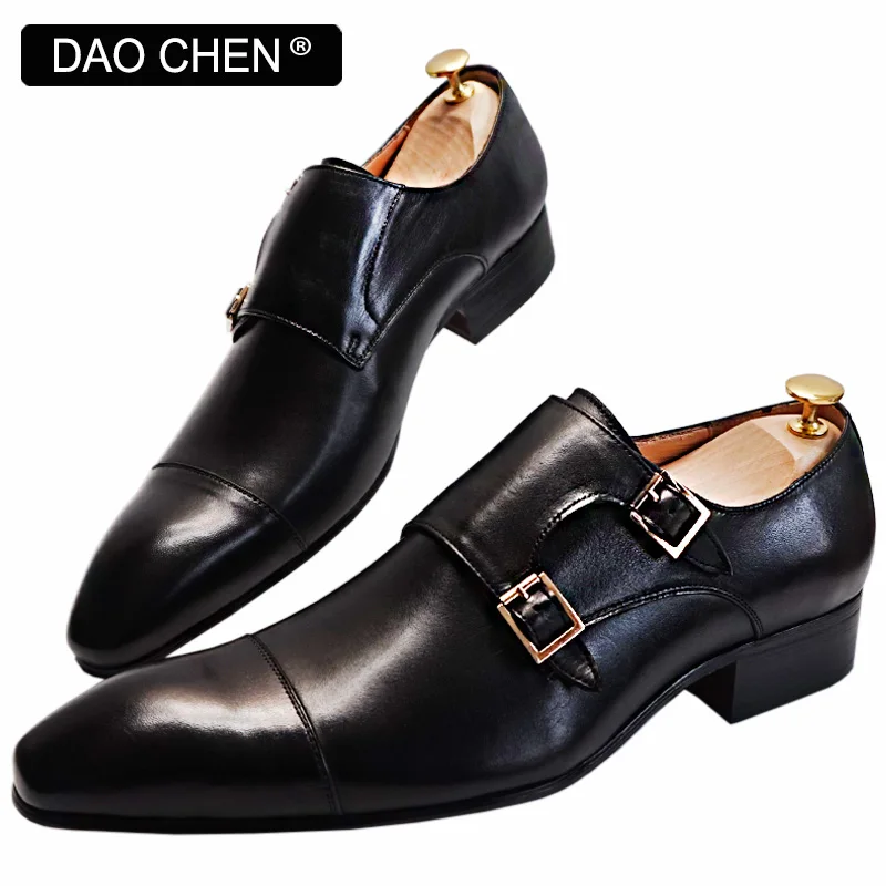 

Туфли мужские классические из натуральной кожи, Классические лоферы, двойной монах, Классическая обувь для офиса, свадьбы, повседневные