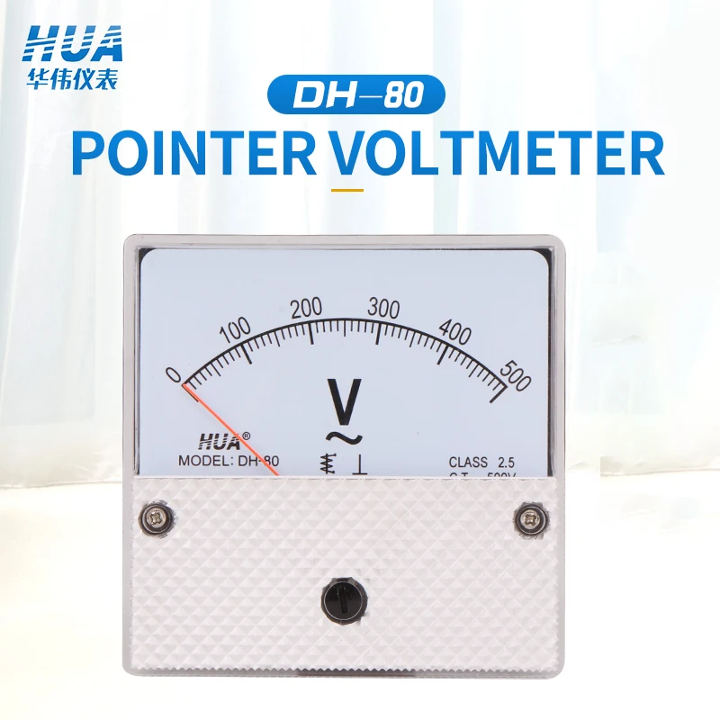 

DH-80 AC Analog Voltmeter 5V10V15V20V30V50V100V150V200V250V300V400V450V500V600V voltage meter factory direct sales.