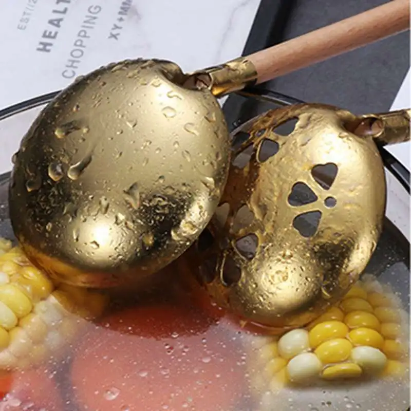 304 Нержавеющая сталь супная ложка с деревянной ручкой Кухня посуда горячий