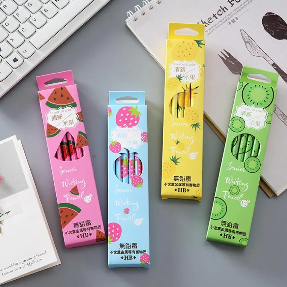 Дизайн Гладкий инструмент для письма свежих фруктов HB черный простой карандаш с