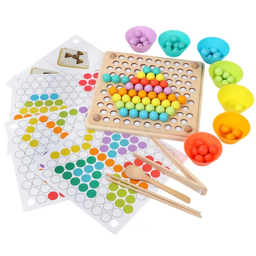 

Игра с бусинами Монтессори для детей раннего возраста деревянный зажим шар головоломка родитель-ребенок интерактивные игрушки для детей П...
