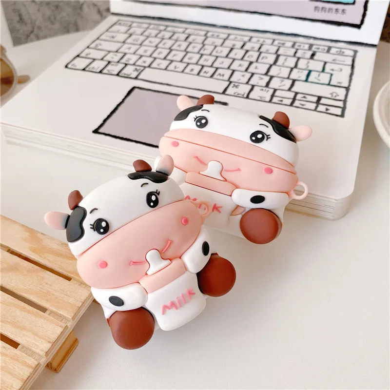 

For Airpods Case,Cute Milk Bottle Cows Case For Airpods 1/2 Case Soft Silicone Earphone Headphone Cover For Airpods Pro Case