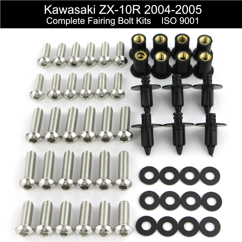 Подходит для Kawasaki ZX10R ZX 10R 2004 2005 мотоциклетный Полный Комплект болтов обтекателя